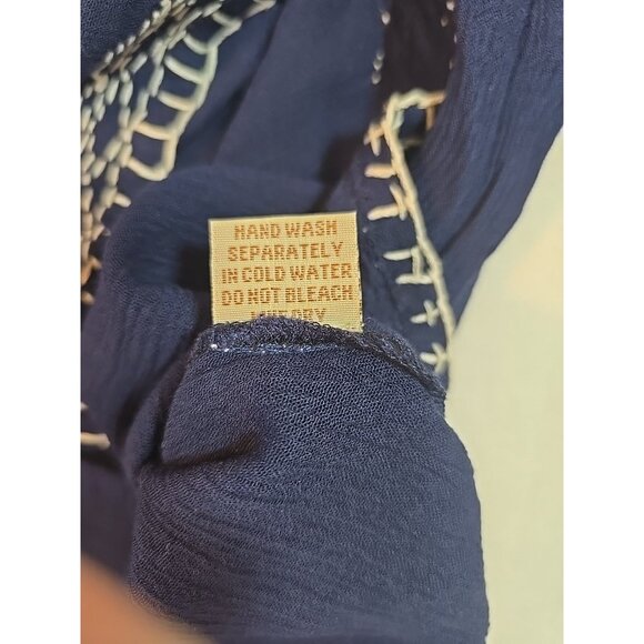 Embroidered boho top by Magazine Tassel tie front 100% Cotton Size M New - Picture 9 of 16